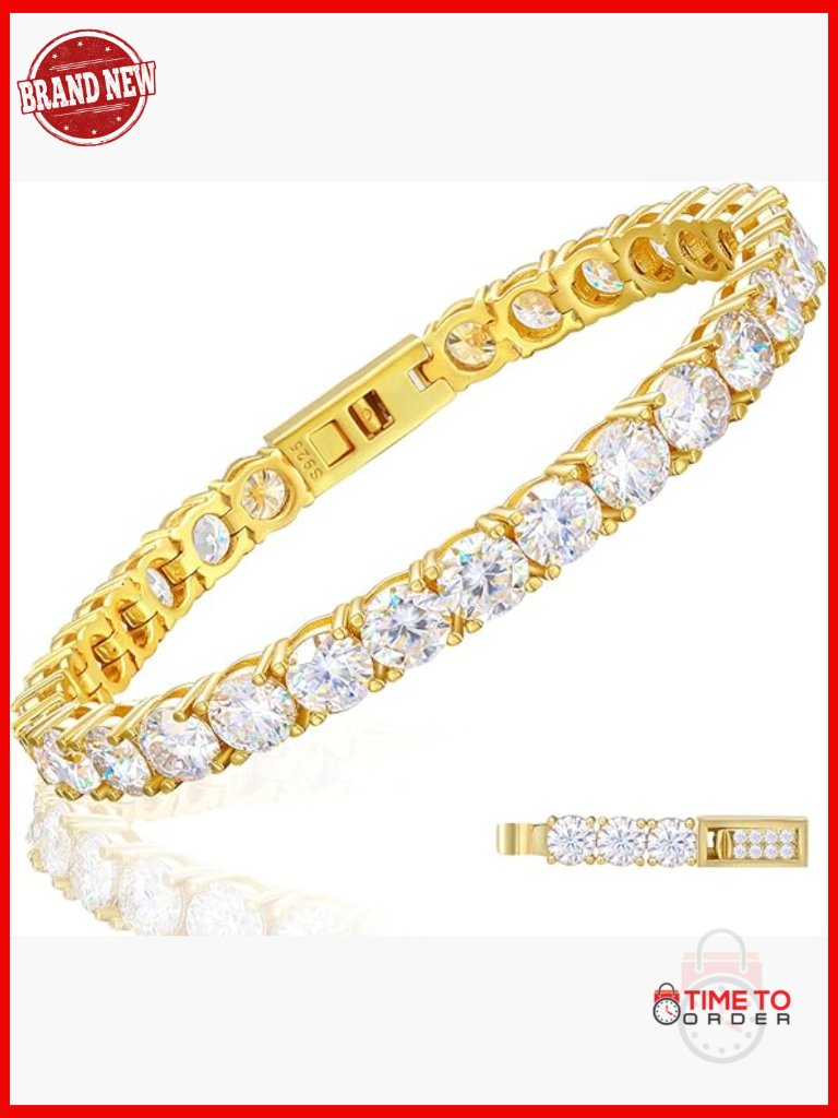 Moissanite Tennis Bracelet 5.7ct Sterling Silver 18k Gold Plated 7 Inch